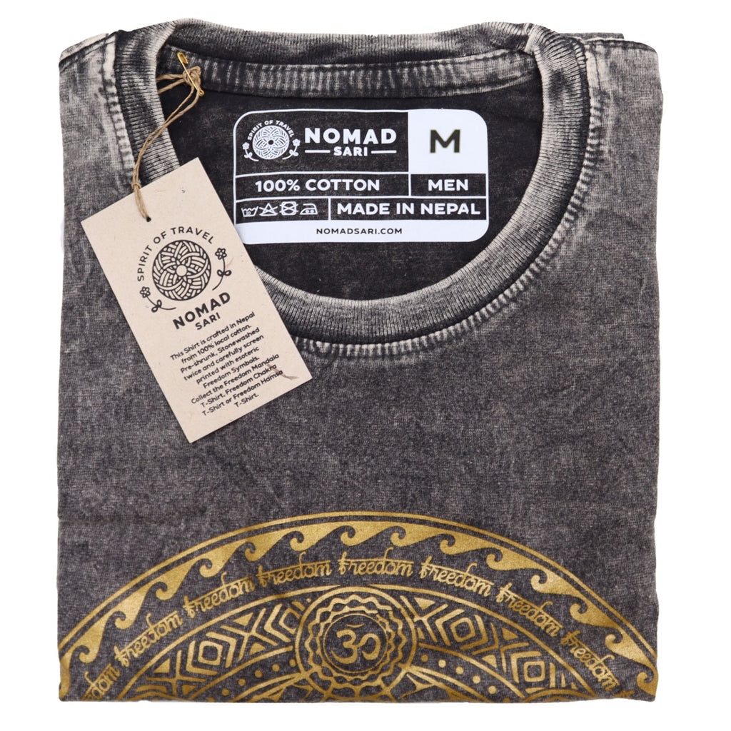 Nomad Sari Stonewashed Cotton T-Shirt – Chakra – Dark Grey – Medium