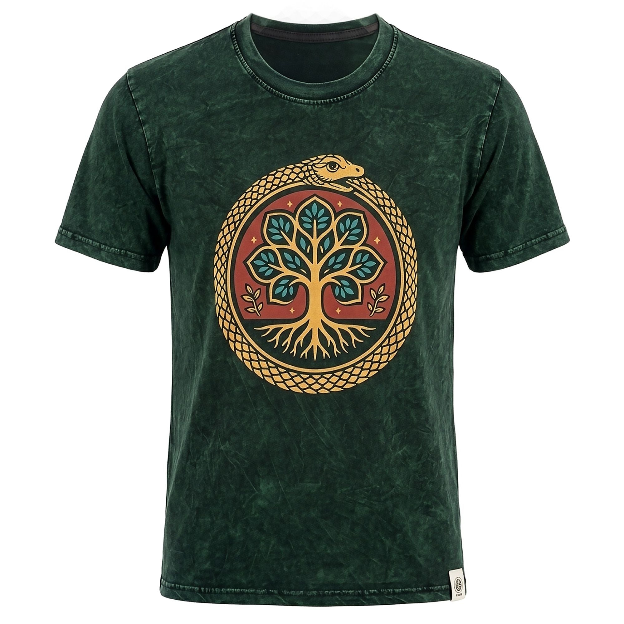T-shirt Nomad Sari in cotone stonewashed - Albero della vita - verde - XL