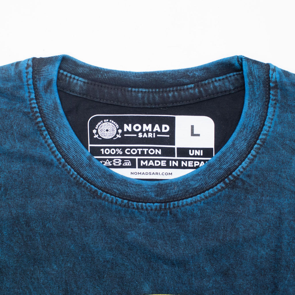 Nomad Sari Stonewashed Cotton T-Shirt - Stay Wild Moon Child - Blue - Large