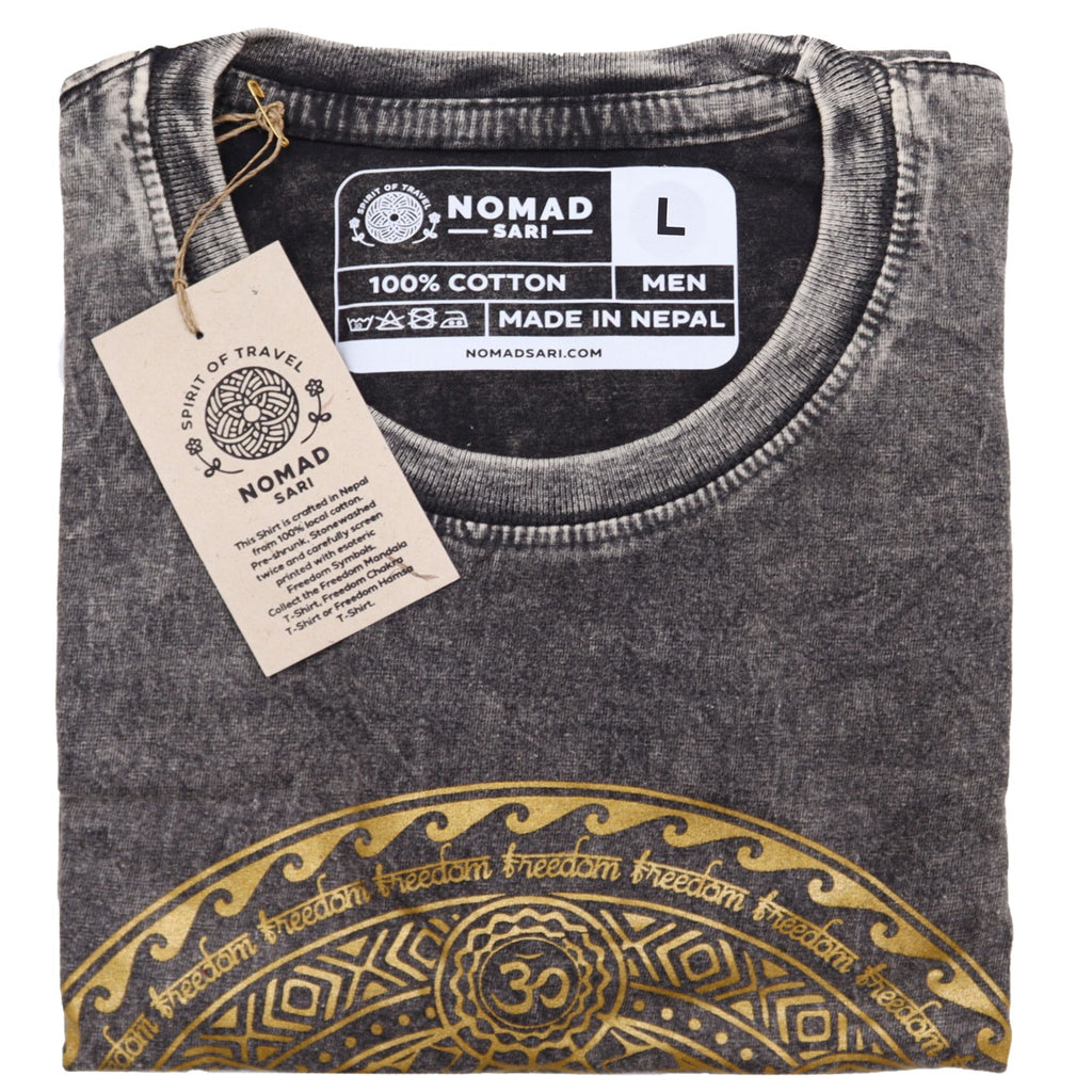 T-shirt in cotone stonewashed Nomad Sari – Chakra – Grigio scuro – Grande