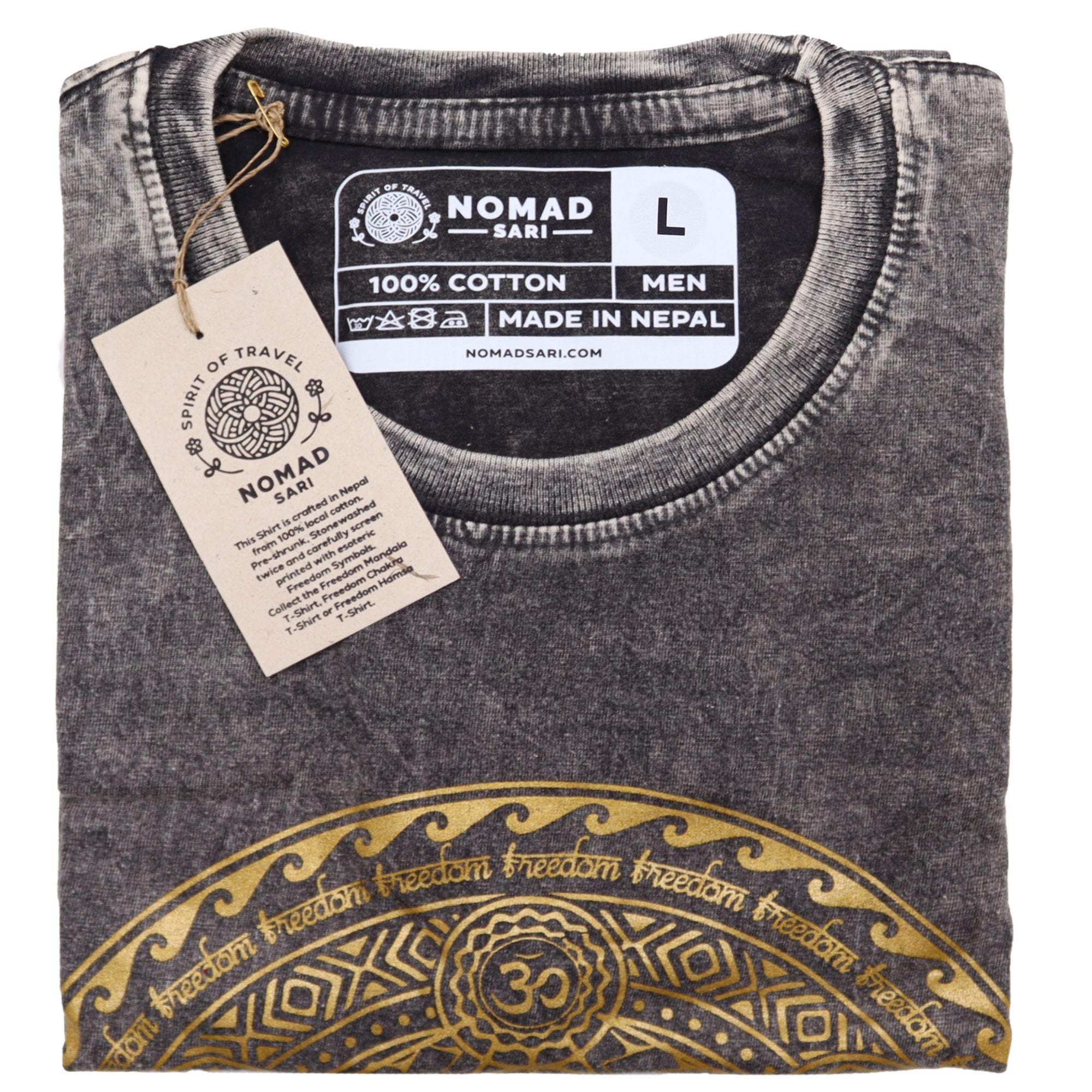 T-shirt in cotone stonewashed Nomad Sari – Chakra – Grigio scuro – Grande
