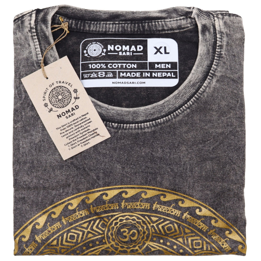 Nomad Sari Stonewashed Baumwoll-T-Shirt – Chakra – Dunkelgrau – XL