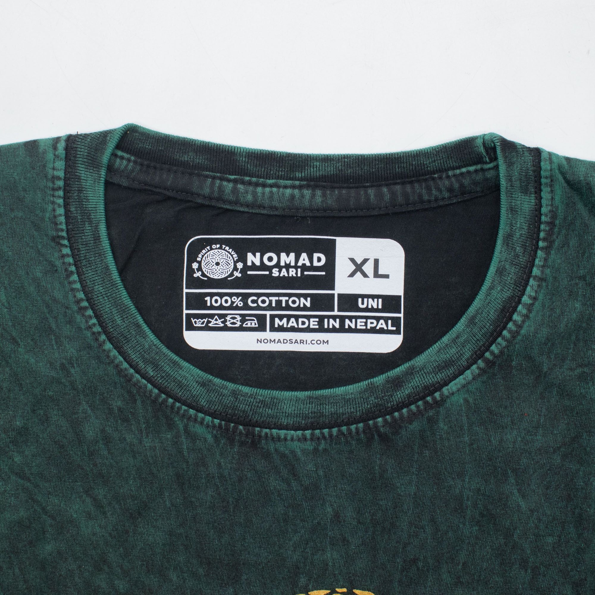 T-shirt Nomad Sari in cotone stonewashed - Albero della vita - verde - XL