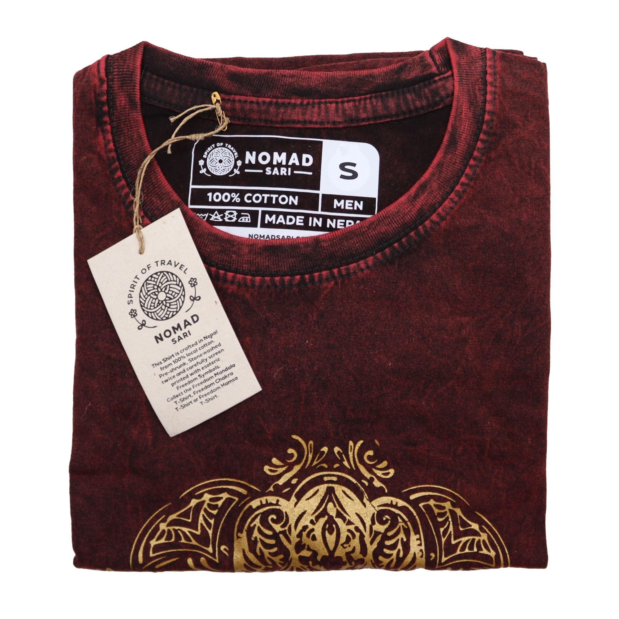T-shirt in cotone stonewashed Nomad Sari – Hamsa – Bordeaux – Piccolo