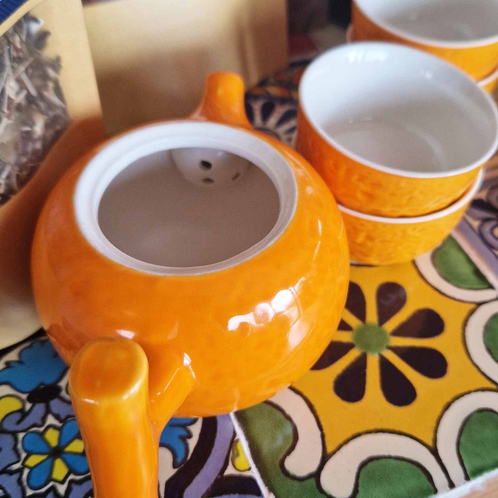 Kräuter-Orangen-Teekannenset – Kanne & vier Tassen