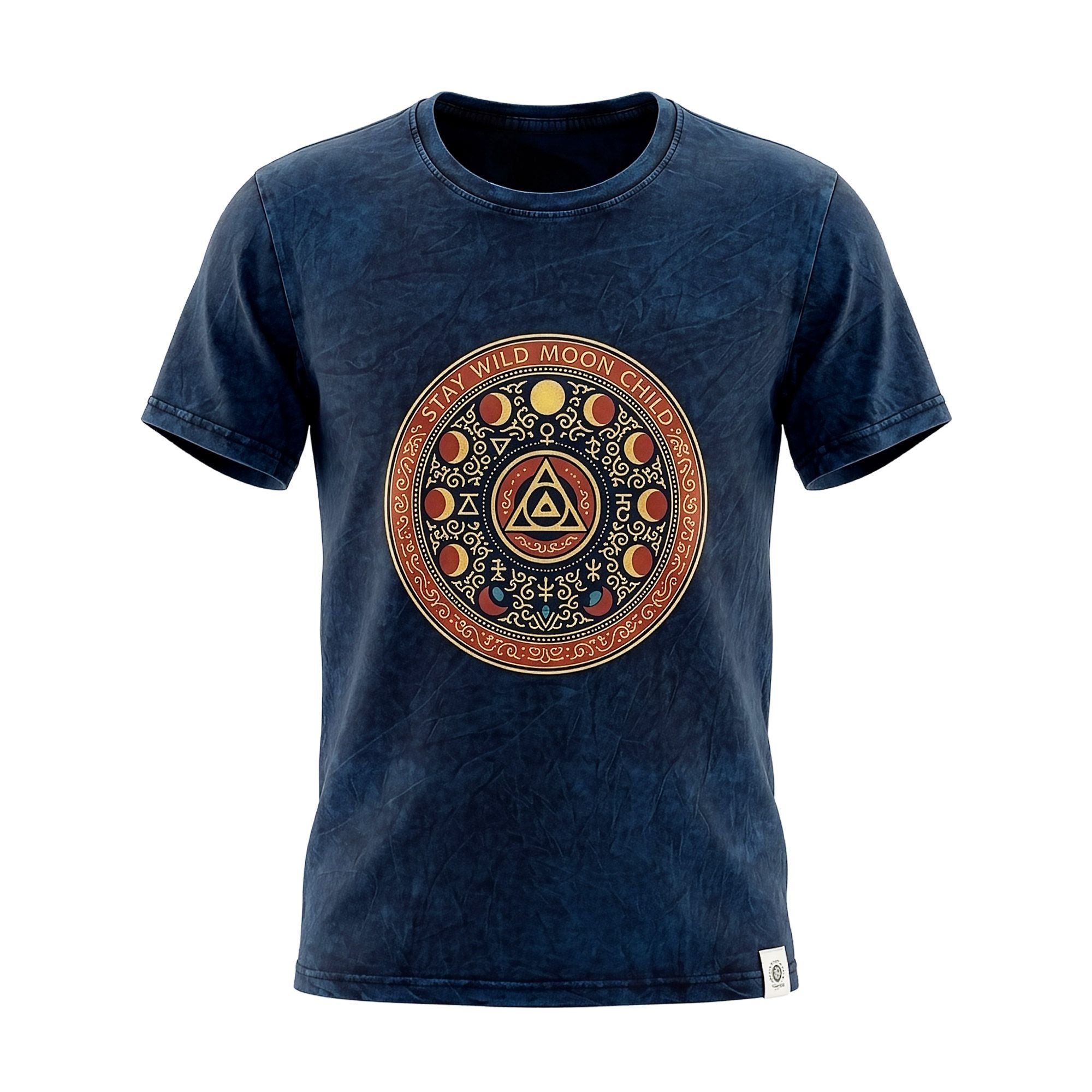 Nomad Sari Stonewashed Cotton T-Shirt - Stay Wild Moon Child - Blue - Small
