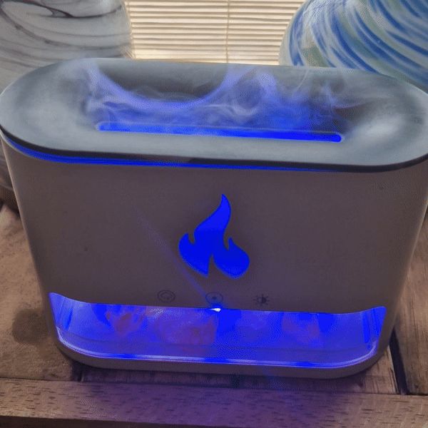 Diffusore di aromi Blaze - camera di sale dell’Himalaya - USB-C - effetto fiamma (sale incluso)