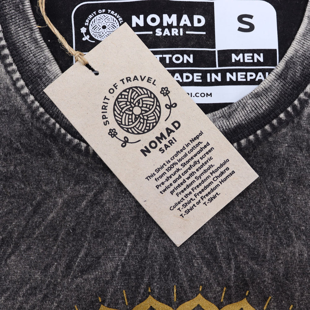 Nomad Sari Stonewashed Cotton T-Shirt – Mandala – Dark Grey – Small