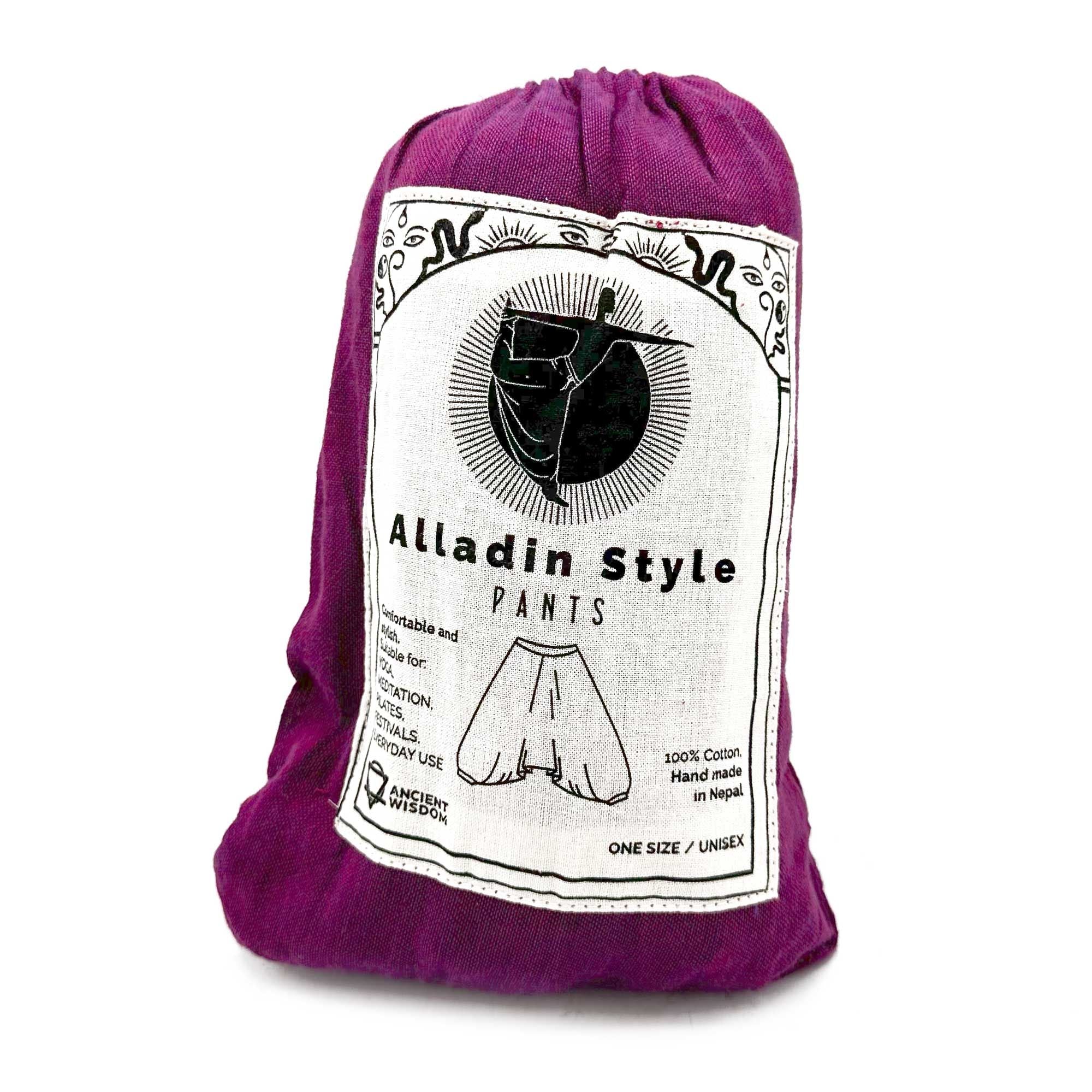Yoga- und Festivalhosen – Aladdin-Himalaya-Print auf Lila