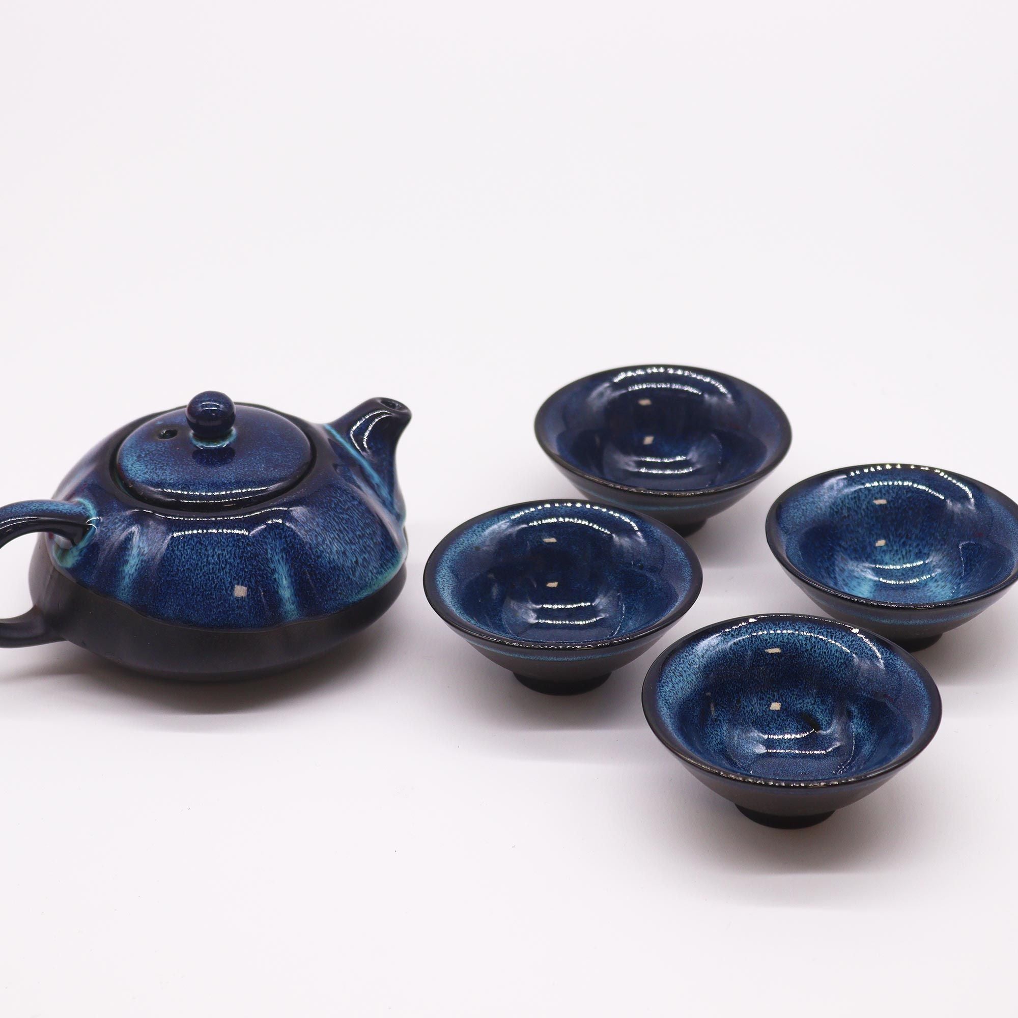 Herbal Blues Teekannen-Set – Kanne & vier Tassen
