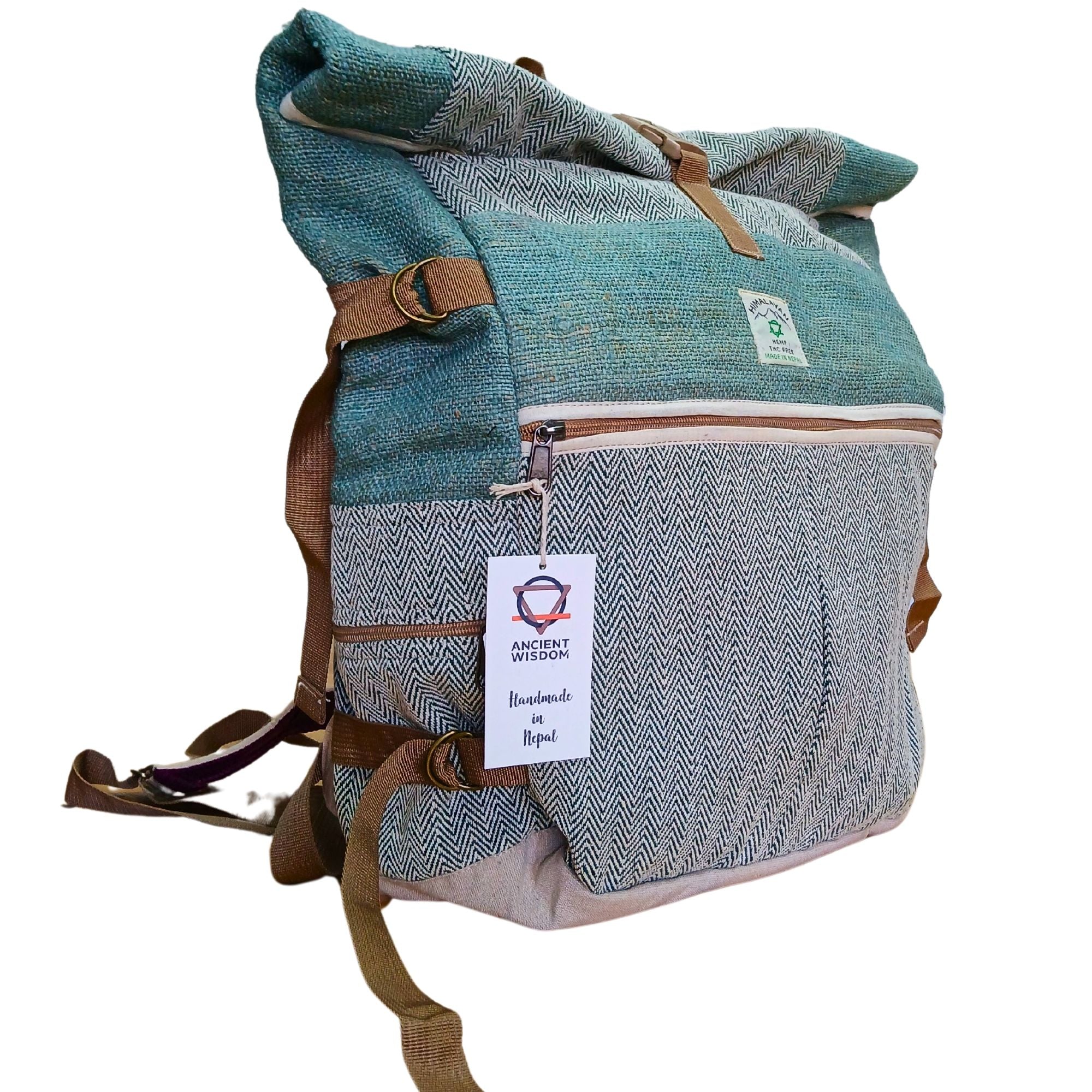Hemp Trekking Roll-Rucksack - Salbei