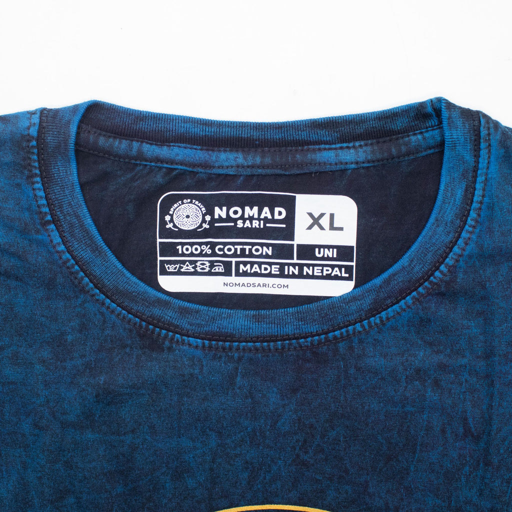 Nomad Sari Stonewashed Cotton T-Shirt - Stay Wild Moon Child - Blue - XL