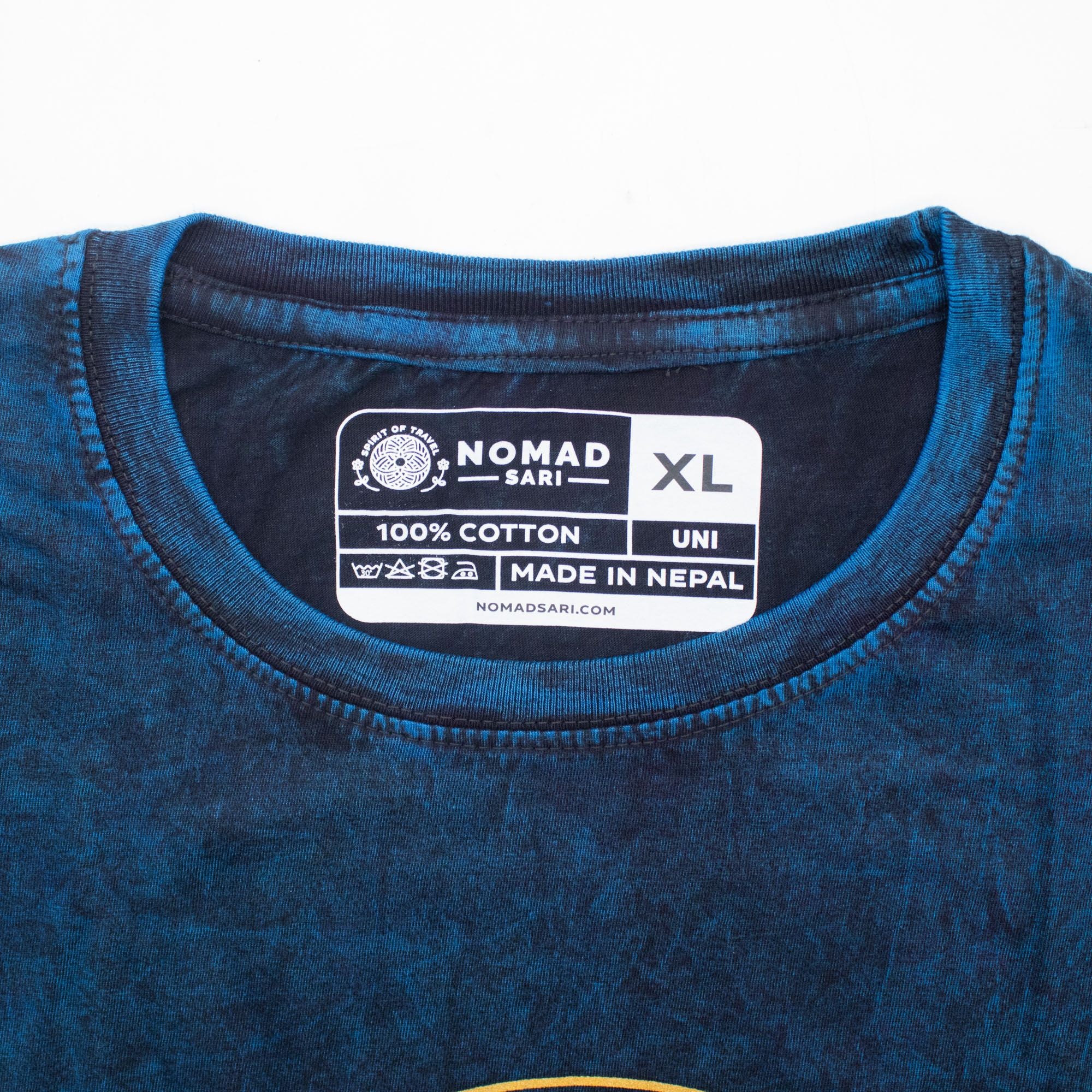 Nomad Sari Stonewashed Cotton T-Shirt - Stay Wild Moon Child - Blue - XL