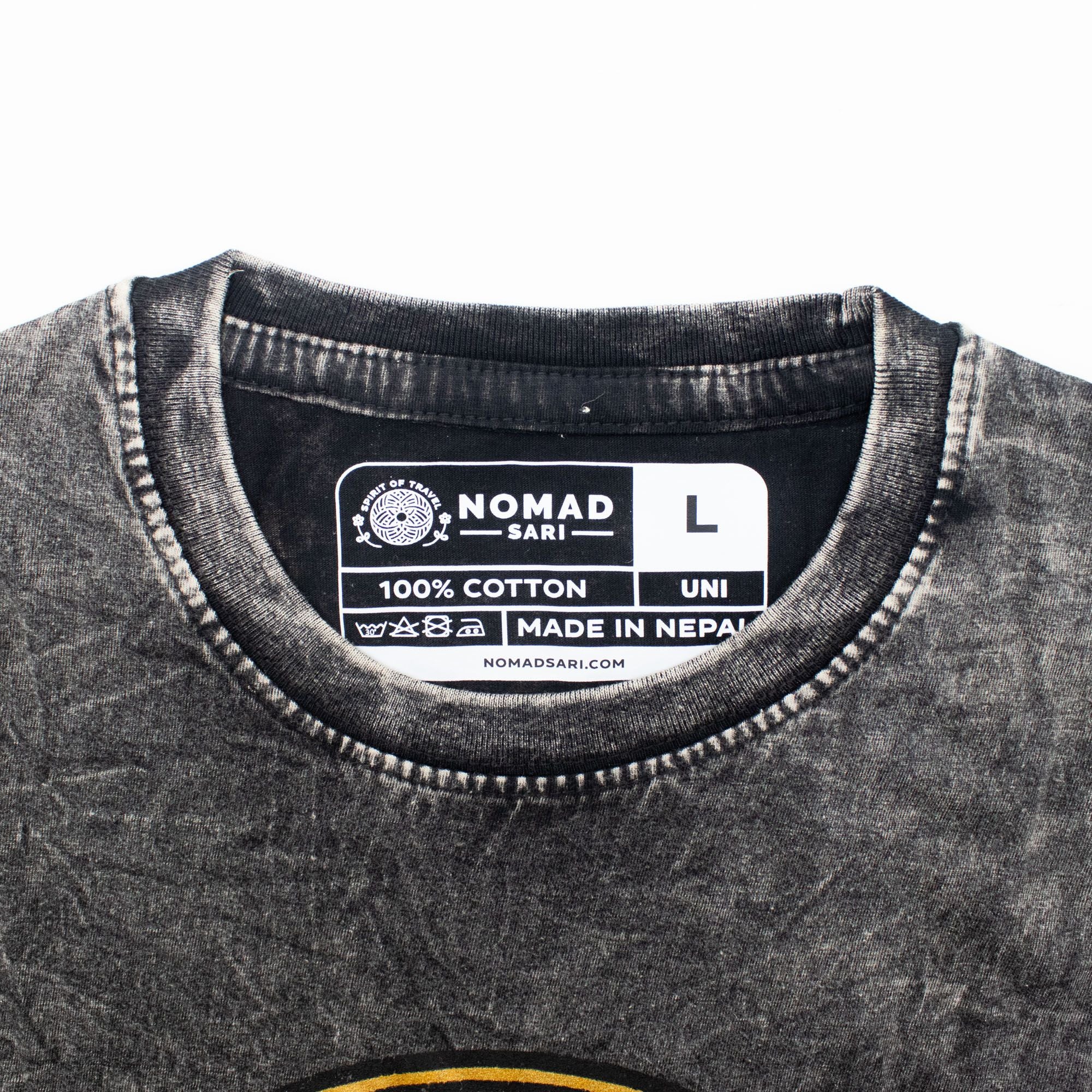 Nomad Sari Stonewashed Cotton T-Shirt - Rebel - Charcoal - Large