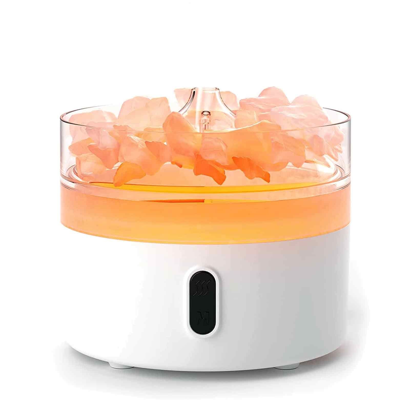 Diffusore di aromi al sale dell’Himalaya - luce notturna - USB-C - effetto fiamma (sale incluso)