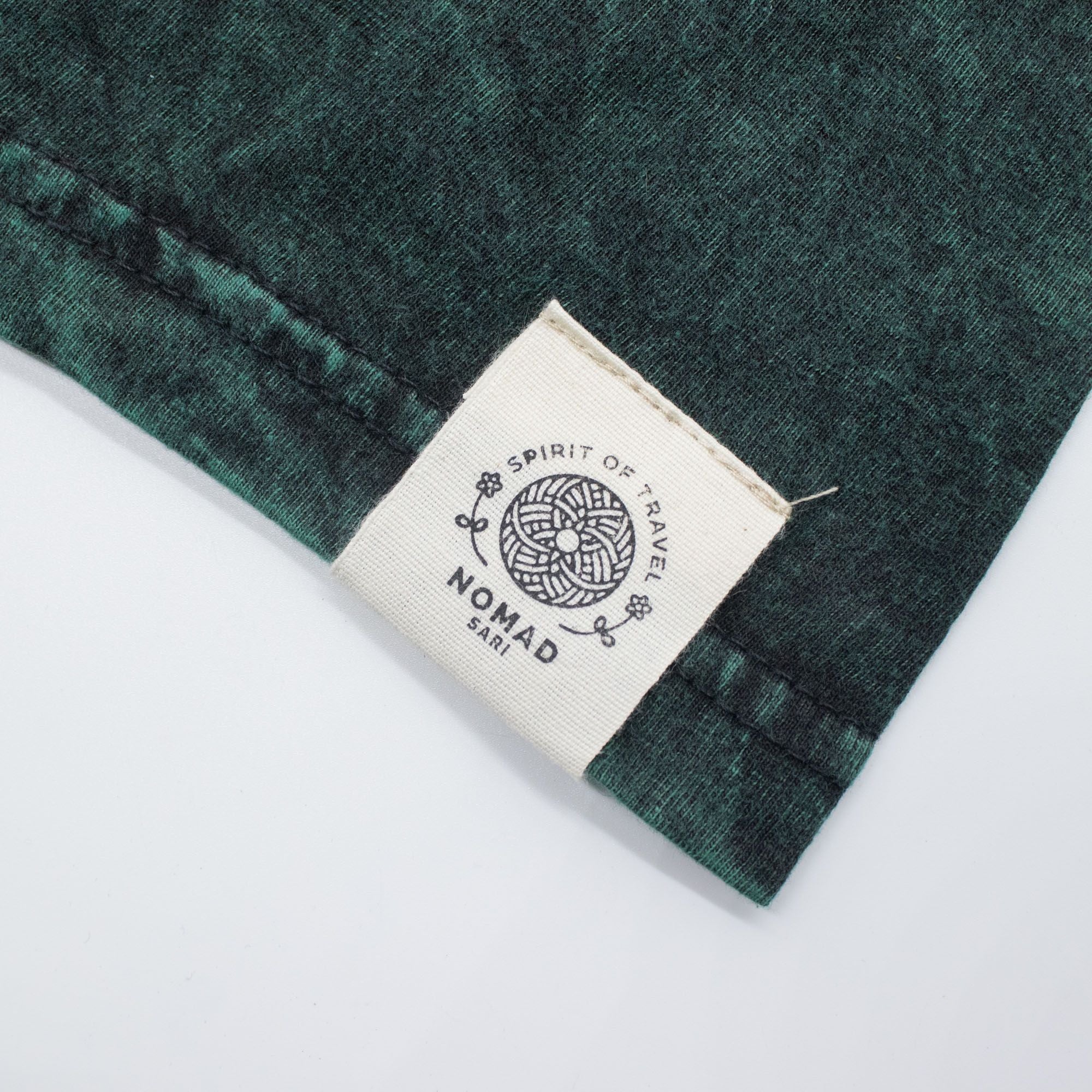 Nomad Sari Stonewashed Baumwoll-T-Shirt – Lebensbaum – Grün – Medium