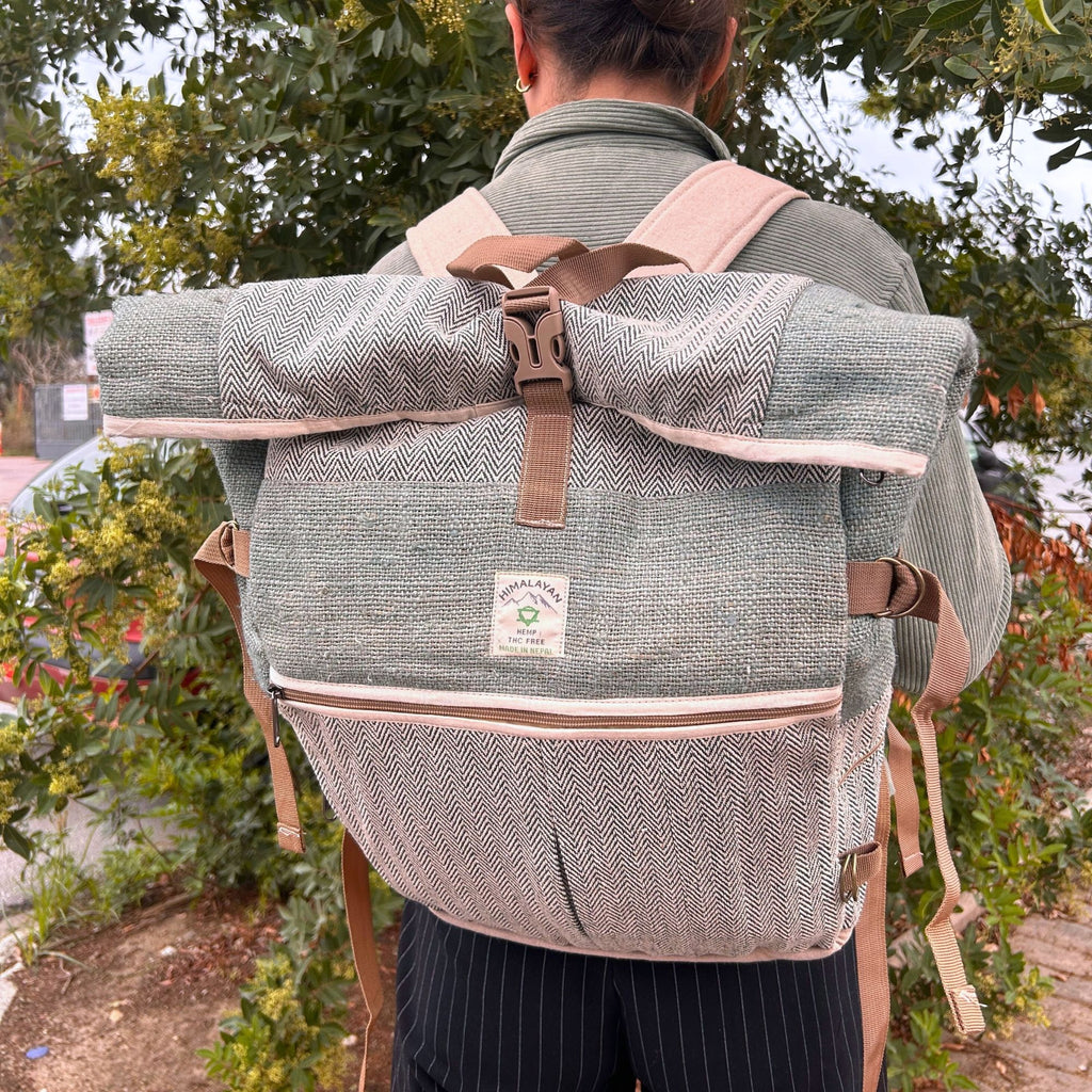 Hemp Trekking Roll-Rucksack - Salbei