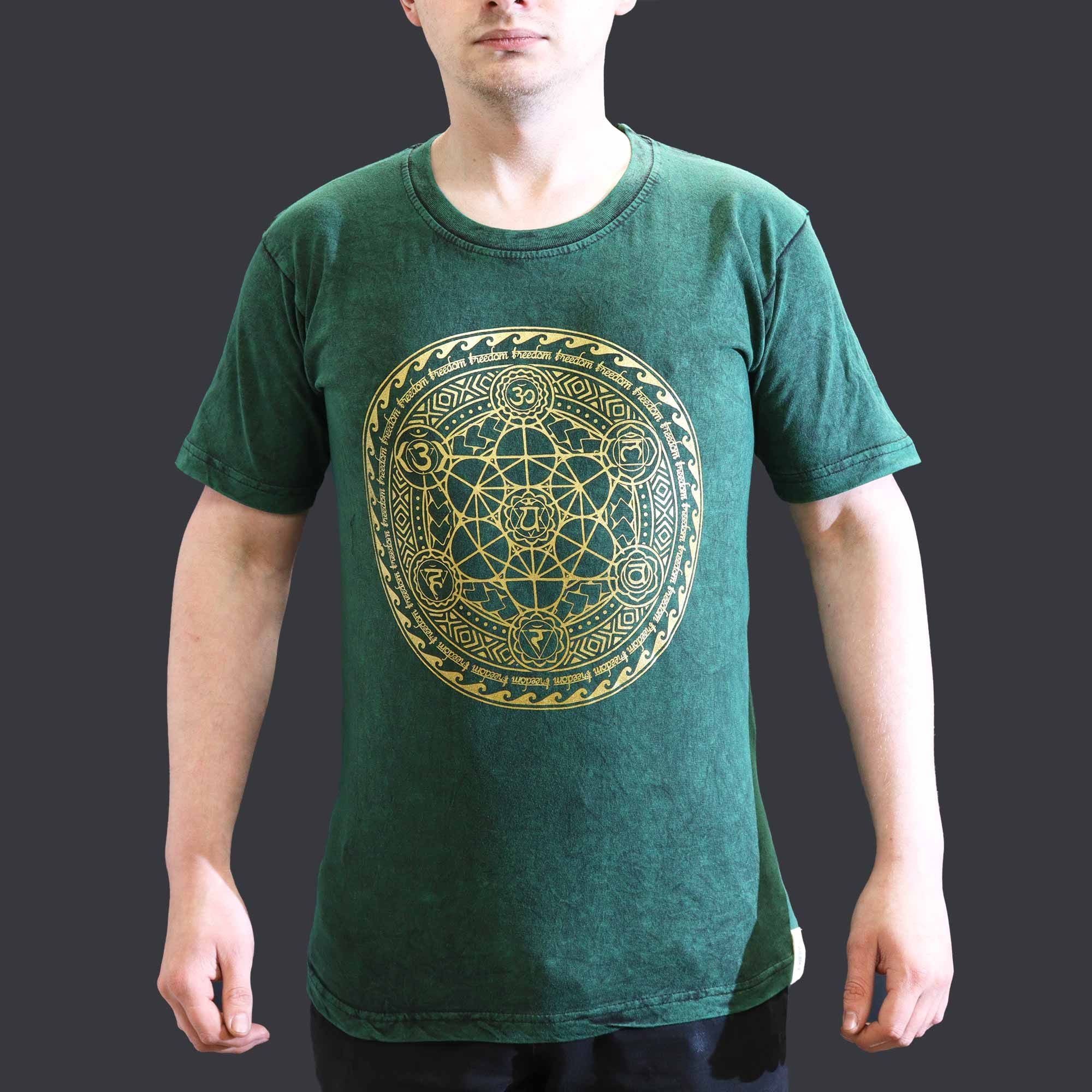 T-shirt in cotone stonewashed Nomad Sari – Chakra – Verde – Piccolo