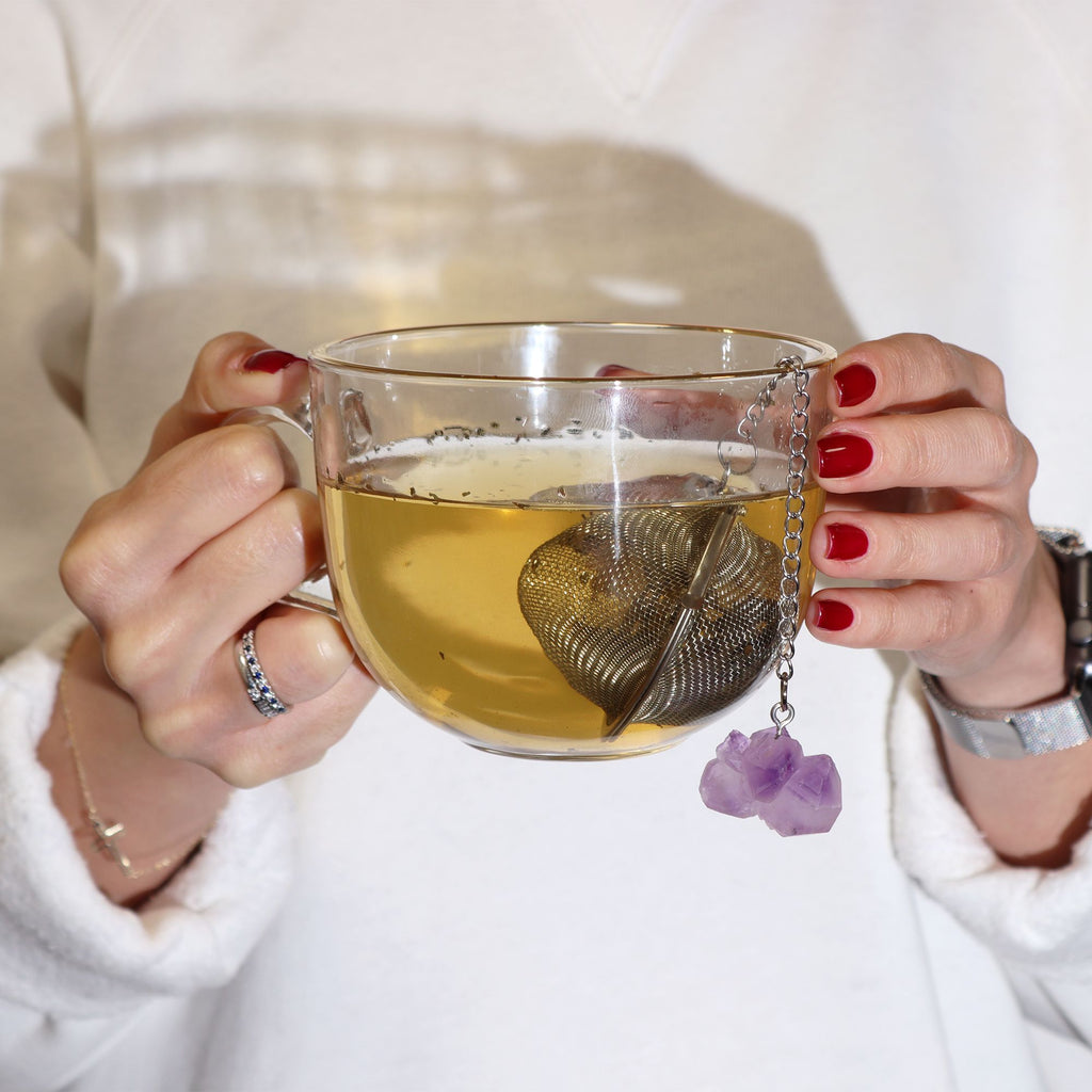 Infusore per tè con cristallo grezzo – Ossidiana nera