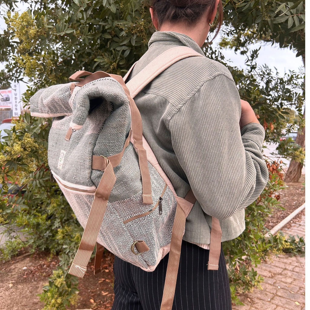 Hemp Trekking Roll-Rucksack - Salbei