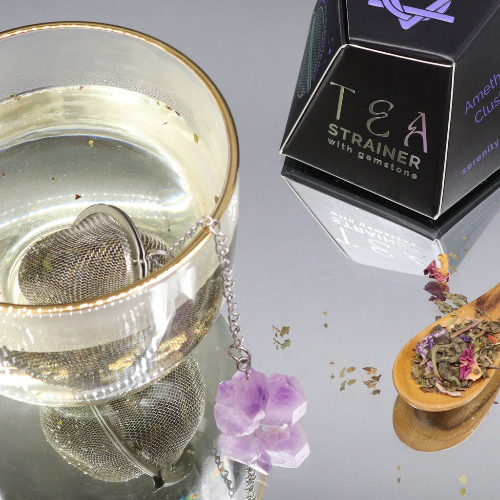 Infusore per tè con cristallo grezzo – Grappolo di ametista