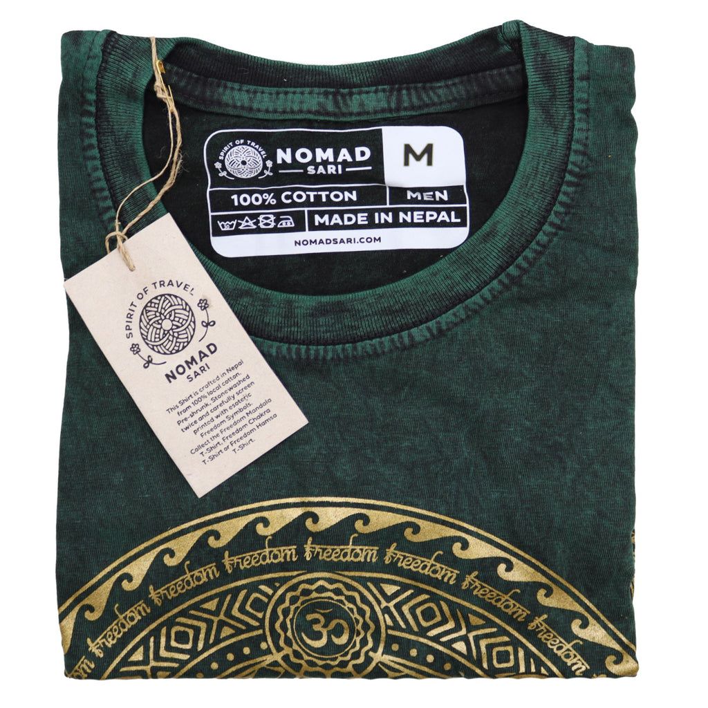 Nomad Sari Stonewashed Cotton T-Shirt – Chakra – Green – Medium