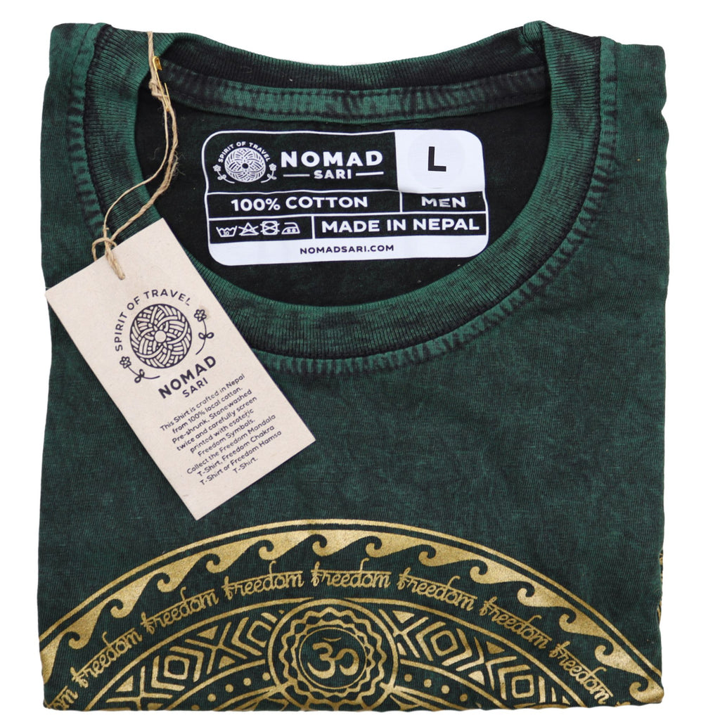 Nomad Sari Stonewashed Cotton T-Shirt – Chakra – Green – Large