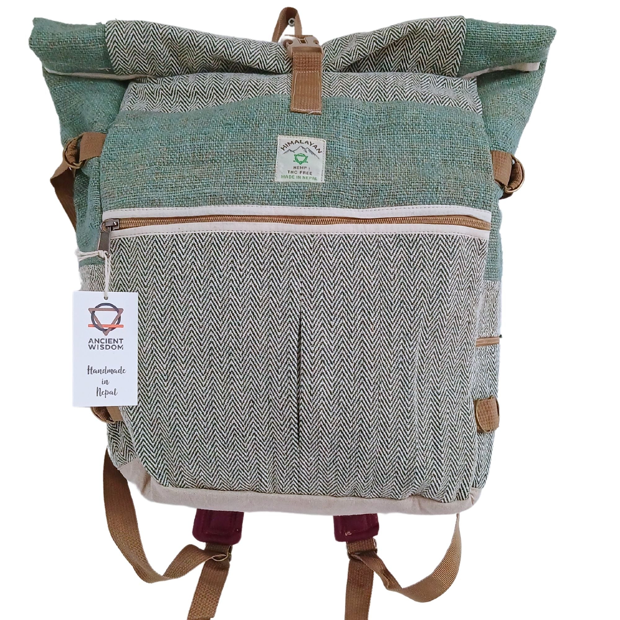 Hemp Trekking Roll-Rucksack - Salbei