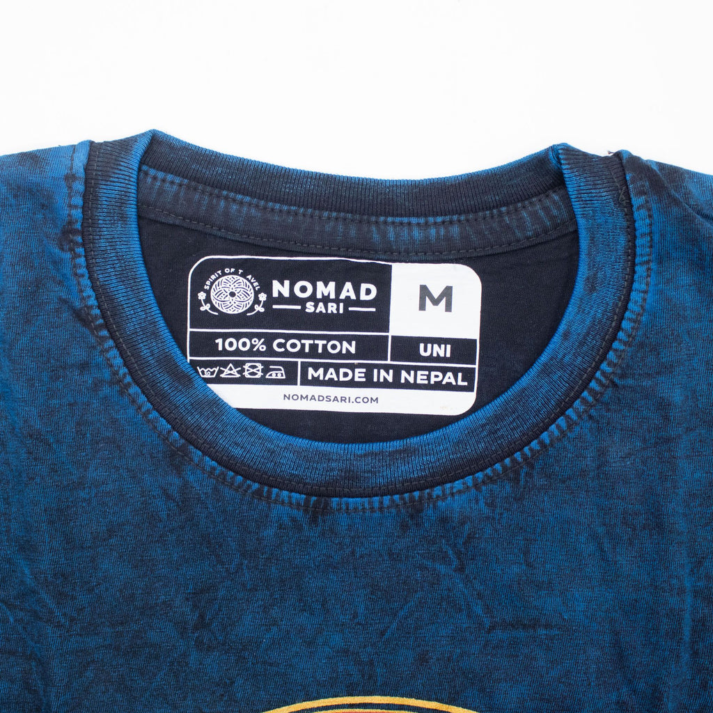 Nomad Sari Stonewashed Cotton T-Shirt - Stay Wild Moon Child - Blue - Medium