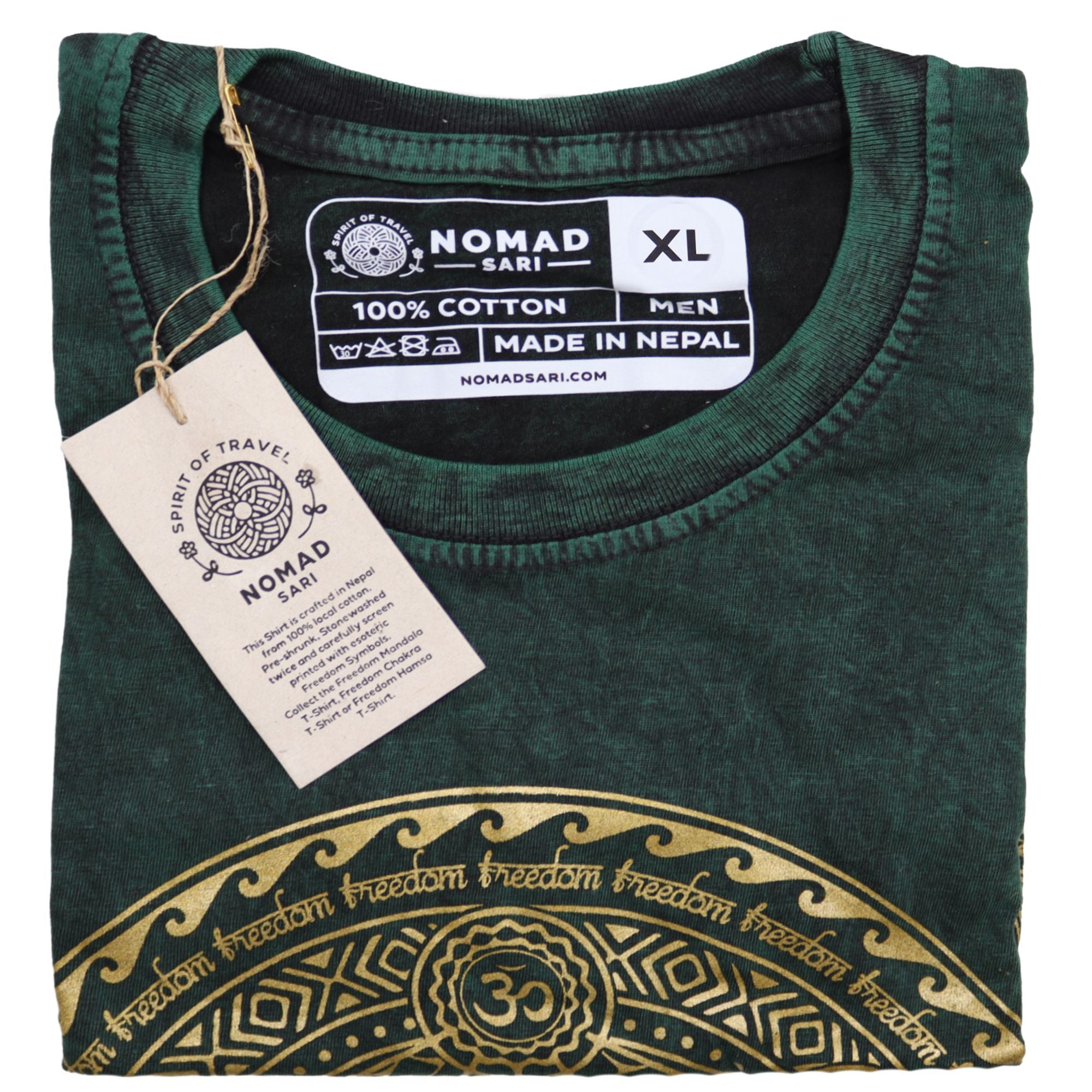 T-shirt in cotone stonewashed Nomad Sari – Chakra – Verde – XL