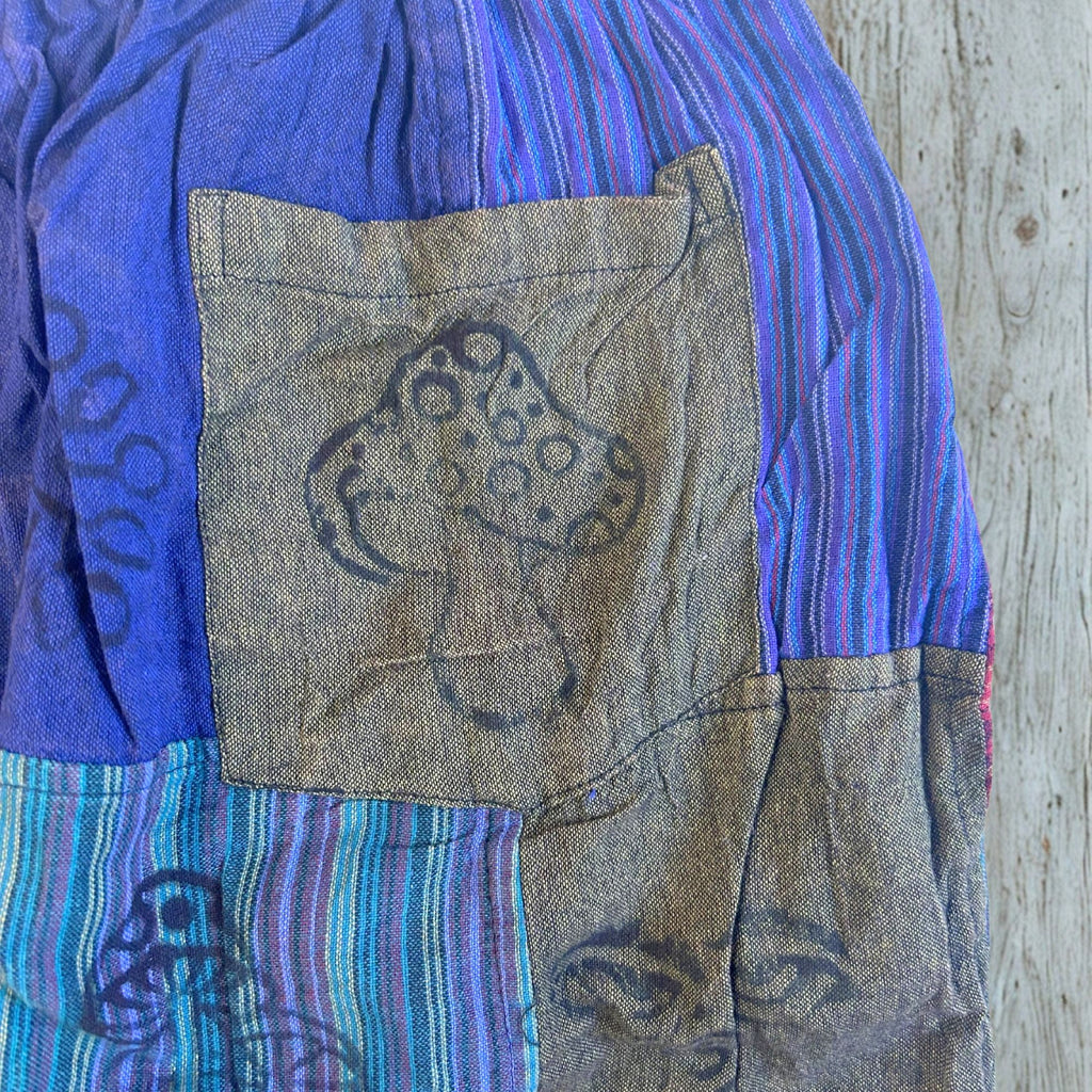 Nomad Sari - Pilzhosen - Blockdruck-Designs - Violetttöne (105x127cm) S/M