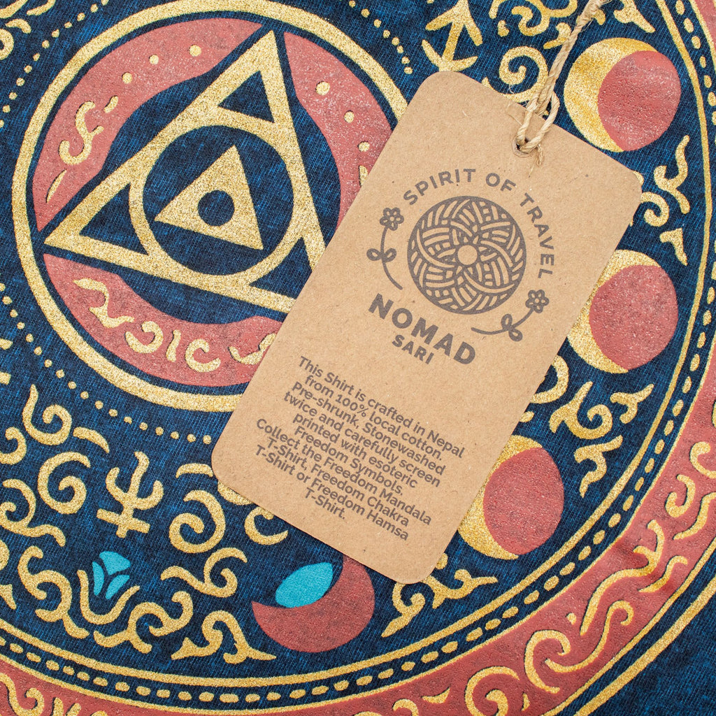 Nomad Sari Stonewashed Cotton T-Shirt - Stay Wild Moon Child - Blue - Medium