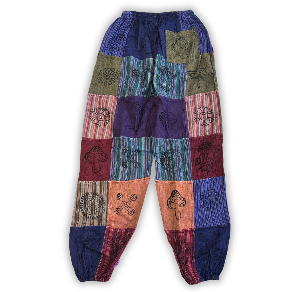 Nomad Sari - Pilzhosen - Blockdruck-Designs - Violetttöne (105x127cm) S/M
