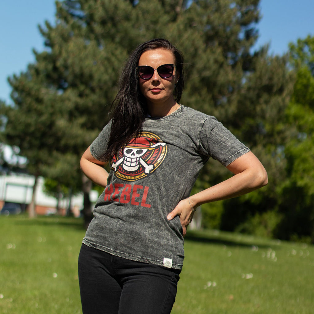 Nomad Sari Stonewashed Cotton T-Shirt - Rebel - Charcoal - Small