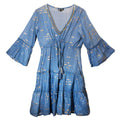 (LXL) Nomad Sari On the Med Collection - Kleid - Seeblau & Goldfischmuster