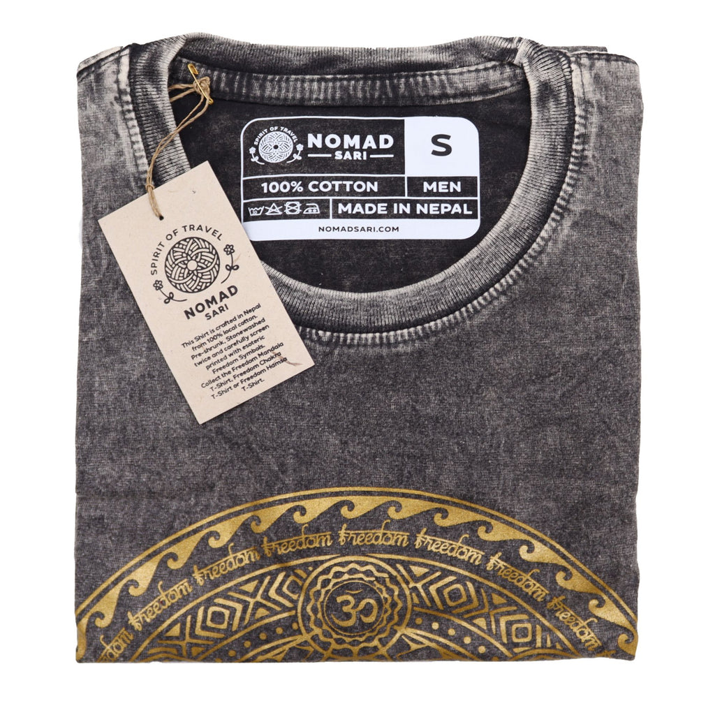 Nomad Sari Stonewashed Cotton T-Shirt – Chakra – Dark Grey – Small