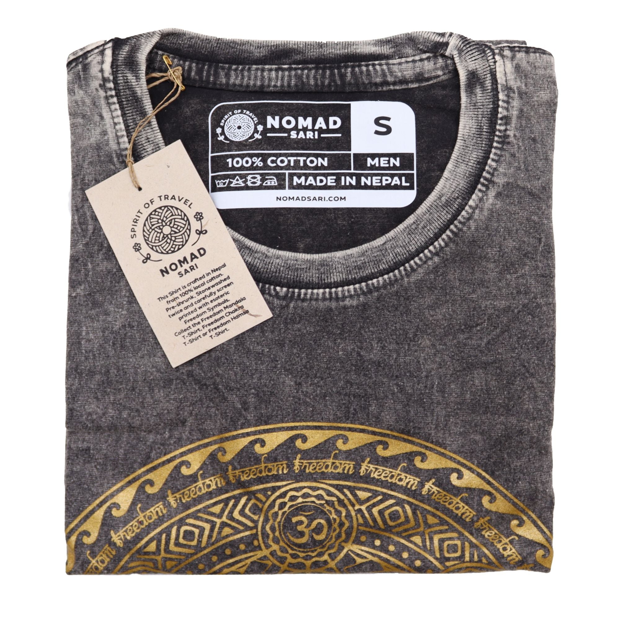 T-shirt in cotone stonewashed Nomad Sari – Chakra – Grigio scuro – Piccolo