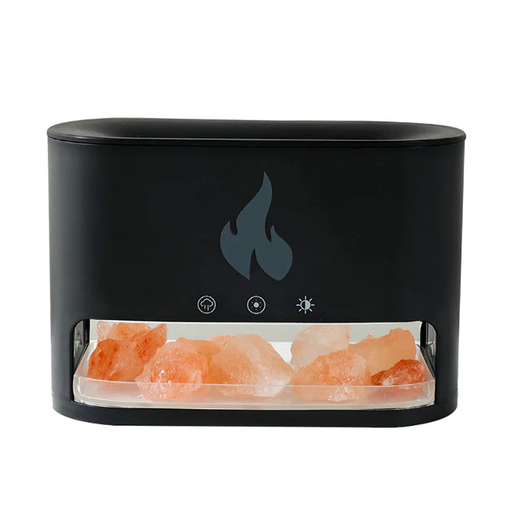 Diffusore di aromi Blaze - camera di sale dell’Himalaya - USB-C - effetto fiamma (sale incluso)