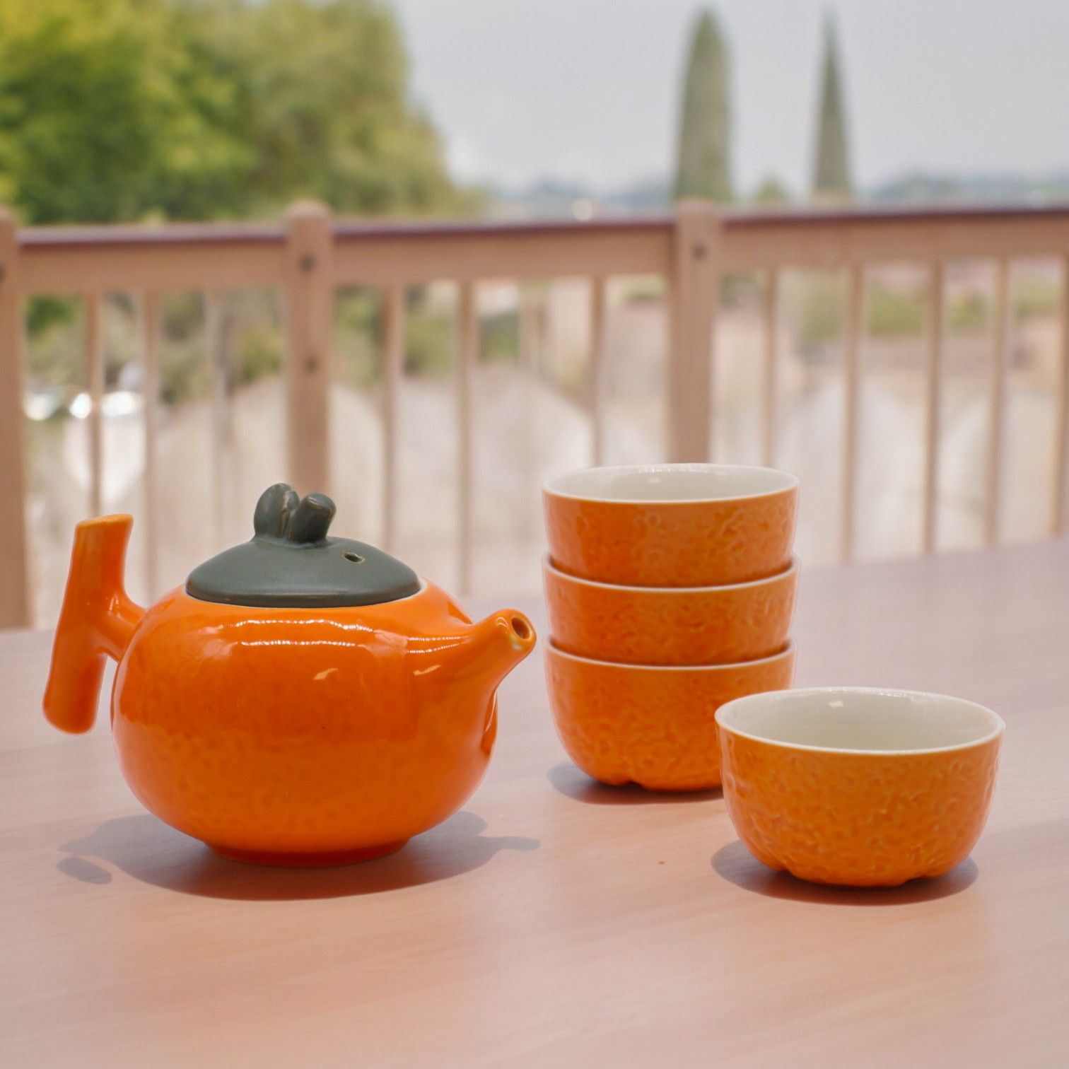 Kräuter-Orangen-Teekannenset – Kanne & vier Tassen