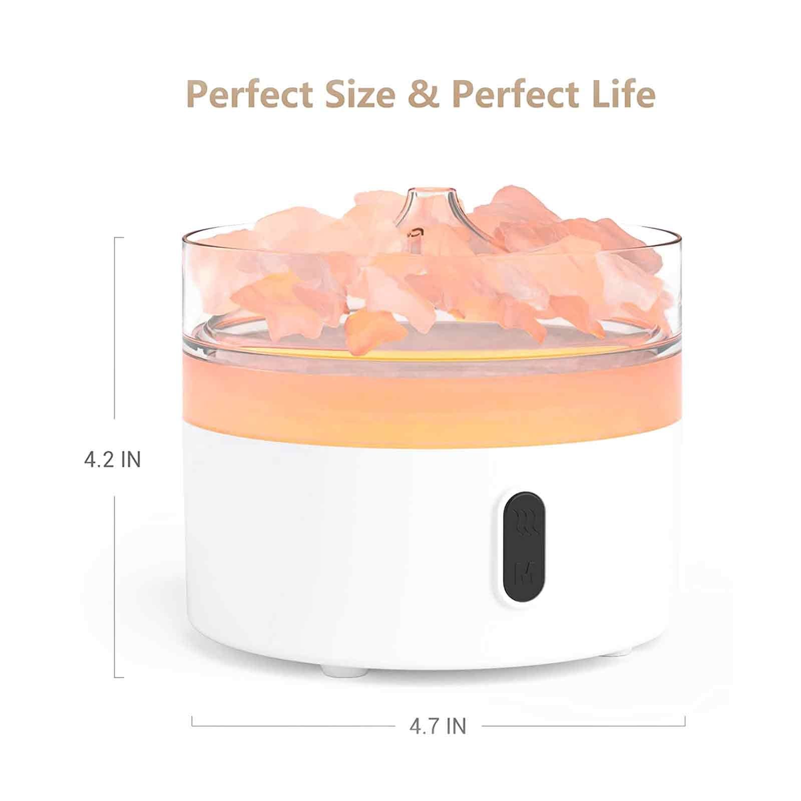 Diffusore di aromi al sale dell’Himalaya - luce notturna - USB-C - effetto fiamma (sale incluso)