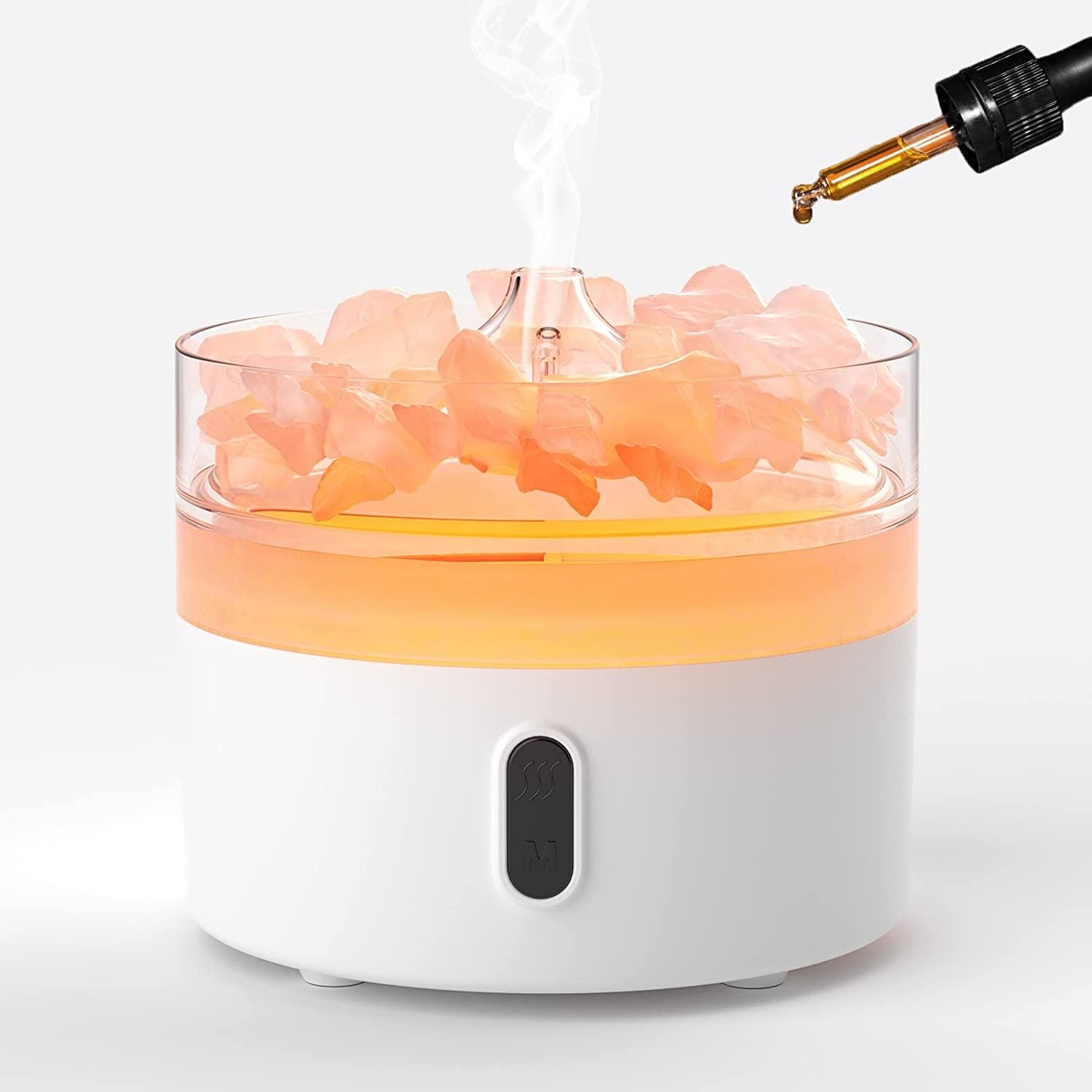 Diffusore di aromi al sale dell’Himalaya - luce notturna - USB-C - effetto fiamma (sale incluso)
