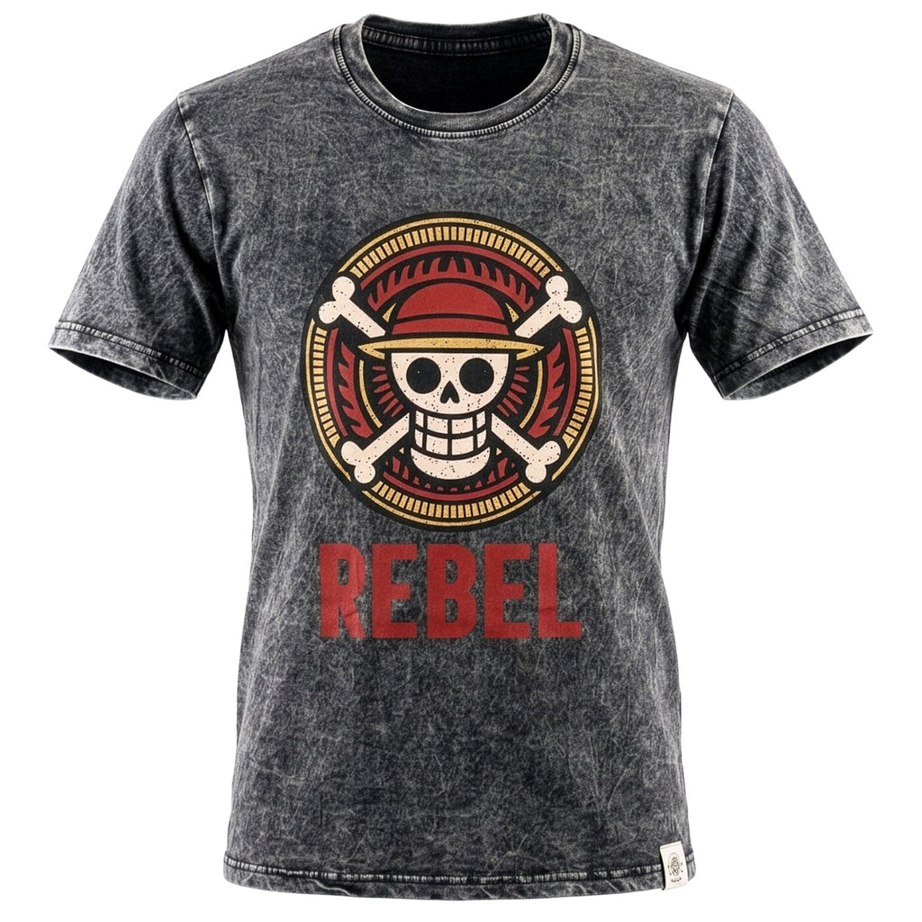 Nomad Sari Stonewashed Baumwoll-T-Shirt – Rebel – Anthrazit – XL