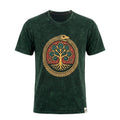 Nomad Sari Stonewashed Baumwoll-T-Shirt – Lebensbaum – Grün – Klein
