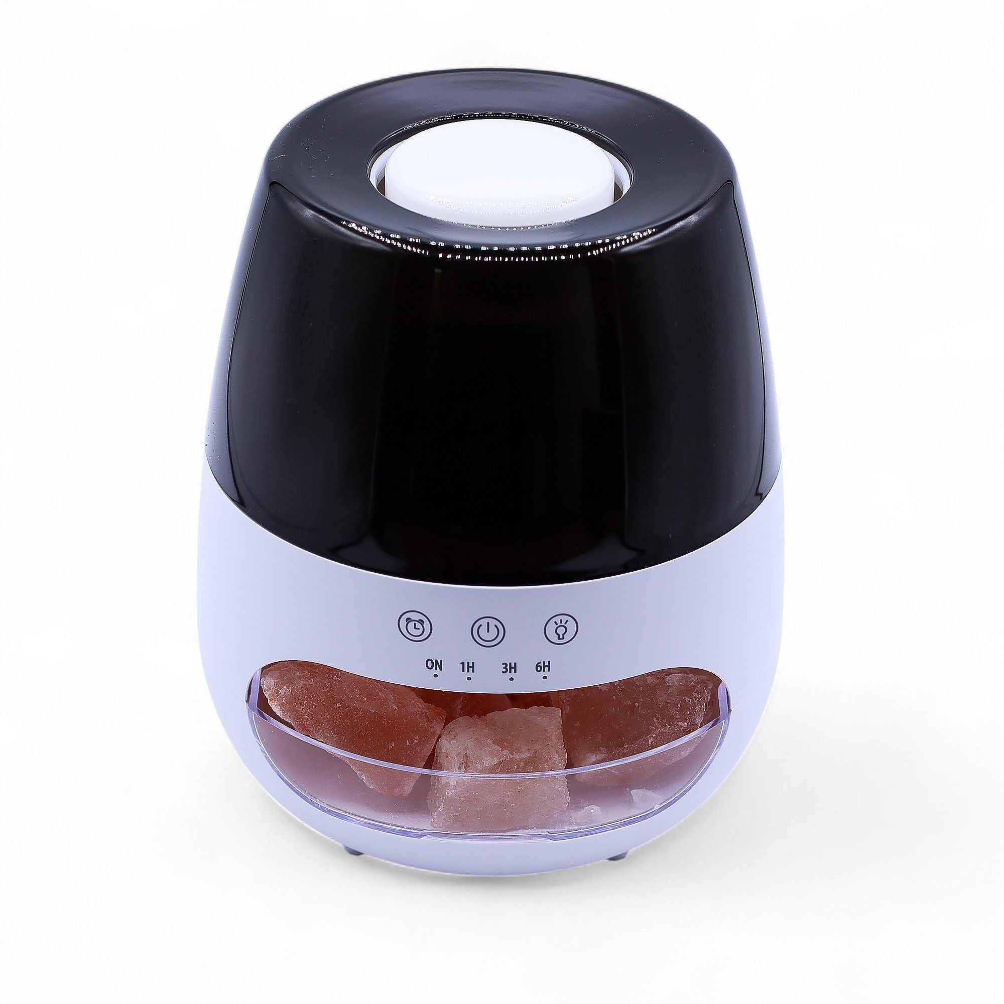 Diffusore di aromi effetto fiamma in pietra di sale - bianco, USB - cambio colore e timer