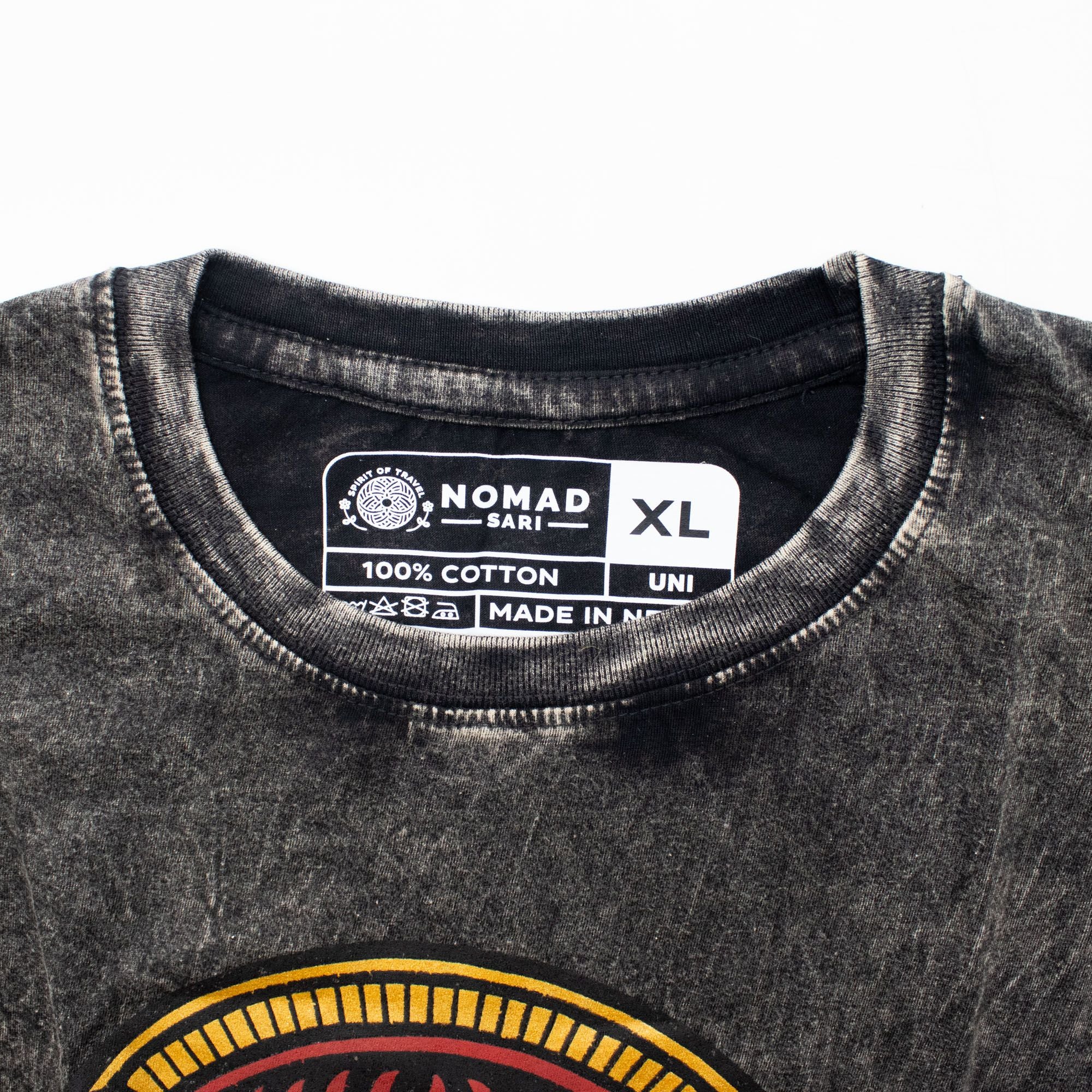 Nomad Sari Stonewashed Baumwoll-T-Shirt – Rebel – Anthrazit – XL