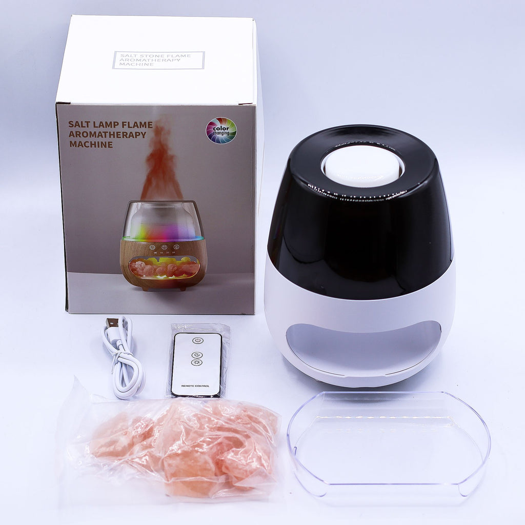 Salzstein-Flammeneffekt Aroma Diffusor – Weiß USB – Farbwechsel und Timer