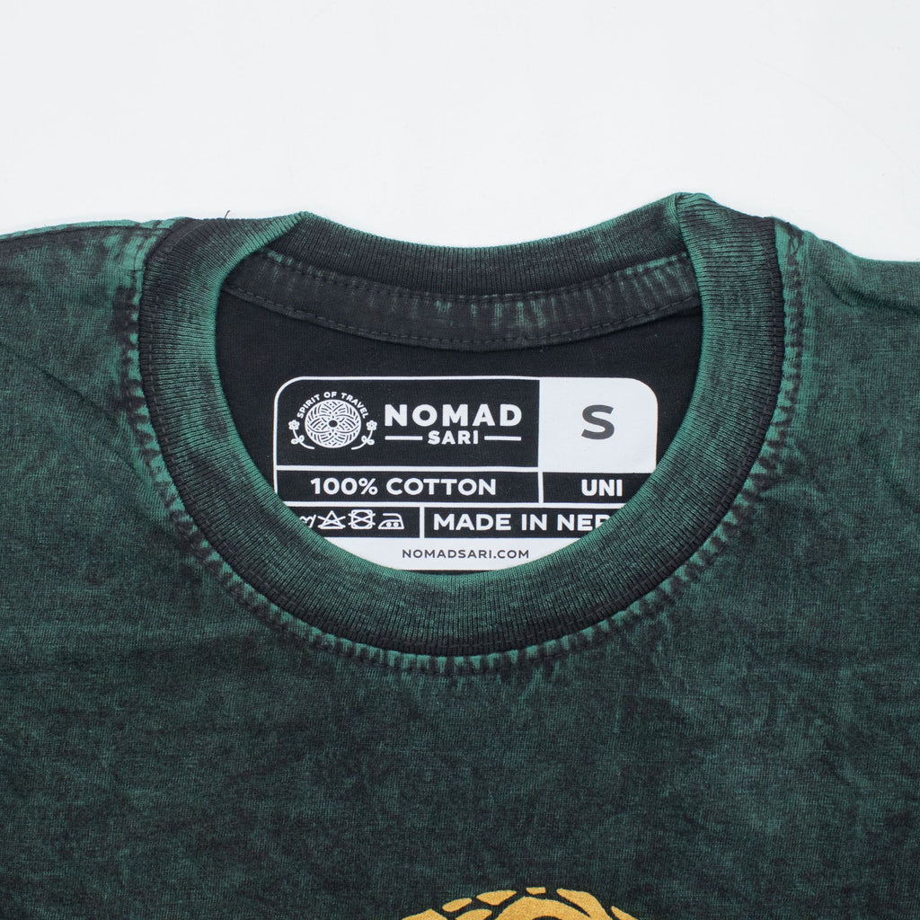 Nomad Sari Stonewashed Baumwoll-T-Shirt – Lebensbaum – Grün – Klein