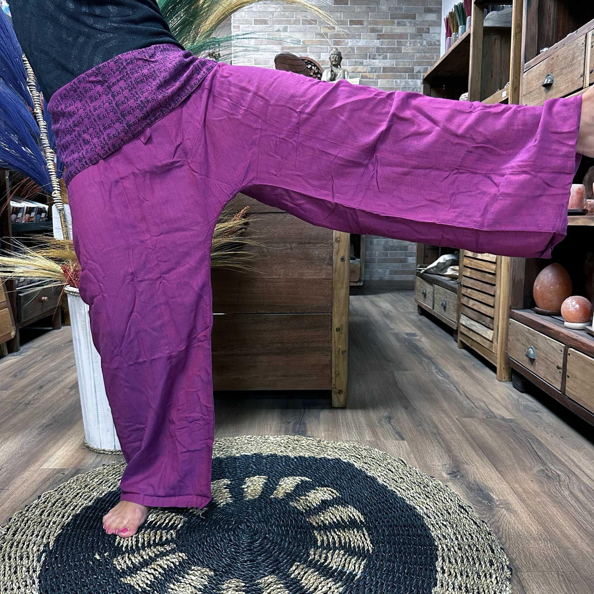 Yoga- und Festivalhosen - Thailändische Fischerhose Mandala Mantra auf Lila