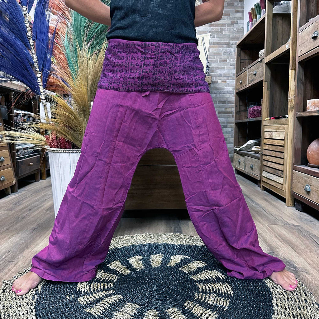 Yoga- und Festivalhosen - Thailändische Fischerhose Mandala Mantra auf Lila