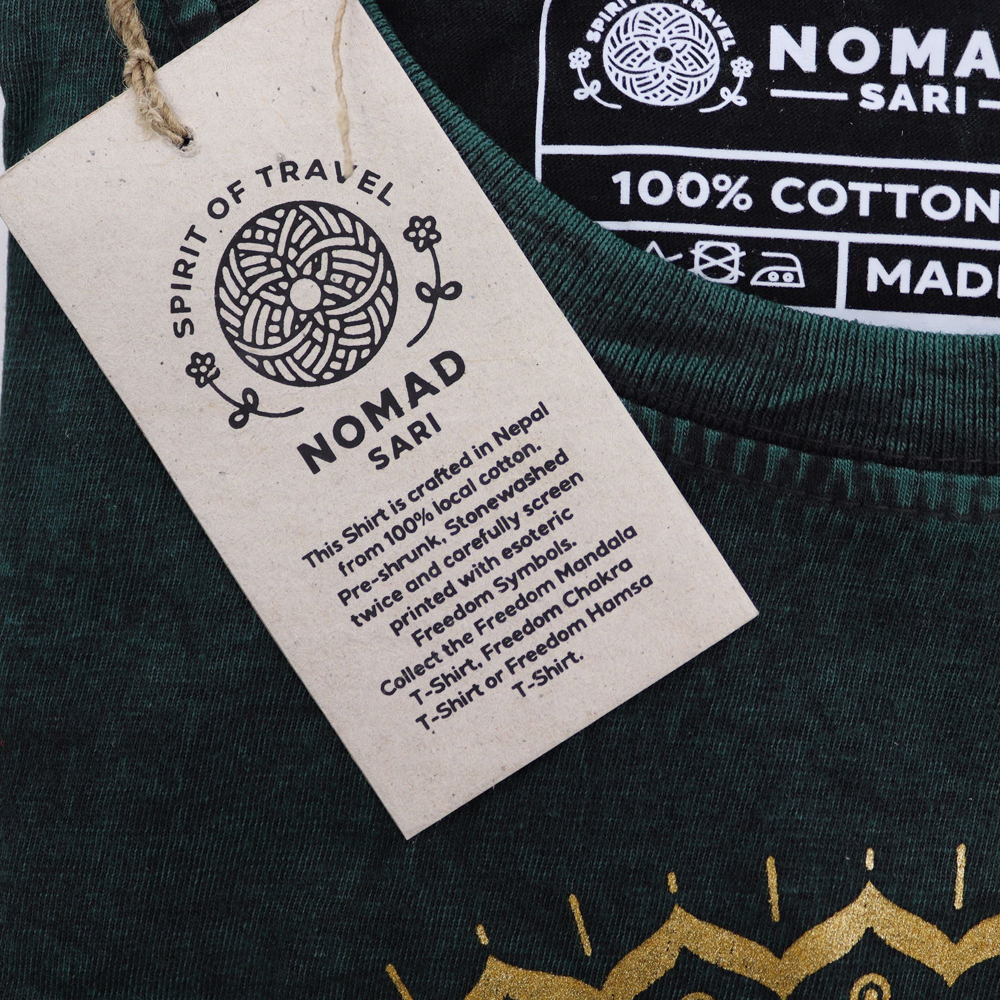 T-shirt in cotone stonewashed Nomad Sari - Mandala - Verde - Medio